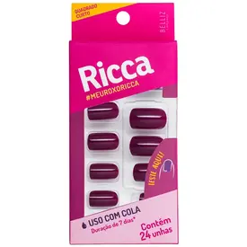 Unhas Postiças Ricca Roxo Ametista com 24 Unidades