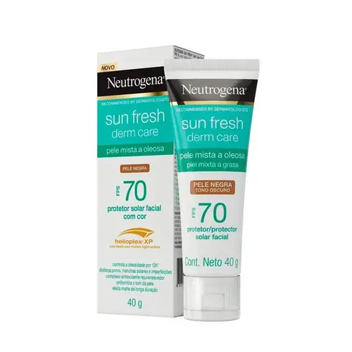 Protetor Solar Facial Neutrogena Sun Fresh Derm Care Pele Negra FPS70 40g