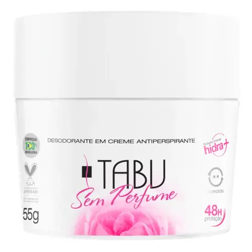 Desodorante Tabu sem Perfume Creme Unissex 55g