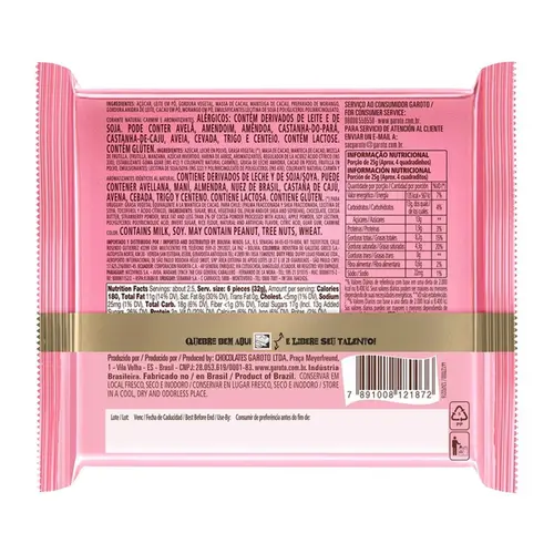 Chocolate Garoto Talento Recheado Morango 85g