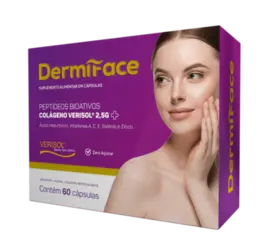 Dermi Face Colágeno VERISOL® 2,5g e Ácido Hialurônico 60 Cápsulas - ForHealth