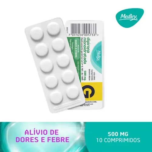Dipirona Sódica 500mg Genérico Medley 10 Comprimidos
