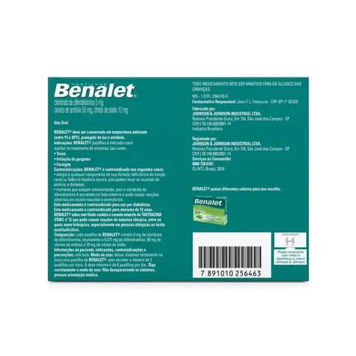 Pastilha Benalet Sabor Mel e Limão 12 Unidades