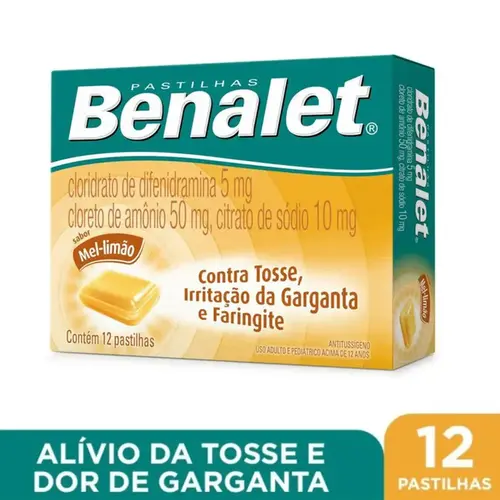 Pastilha Benalet Sabor Mel e Limão 12 Unidades