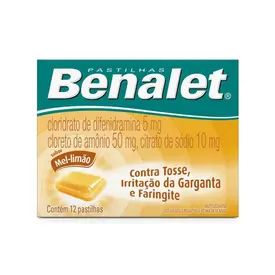 Pastilha Benalet Sabor Mel e Limão 12 Unidades