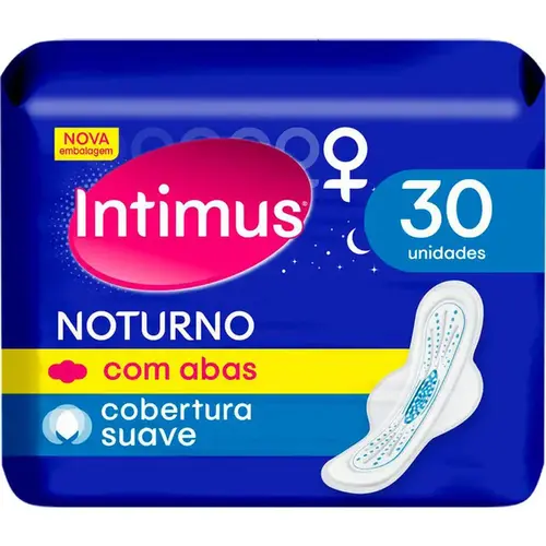 Absorvente Intimus Noturno Suave com Abas 30 Unidades