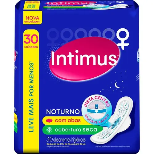 Absorvente Intimus Noturno Seca com Abas 30 Unidades