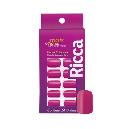 Unhas Postiças Ricca Rosa Magia com 24 Unidades