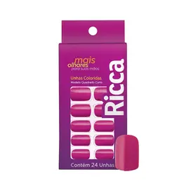 Unhas Postiças Ricca Rosa Magia com 24 Unidades