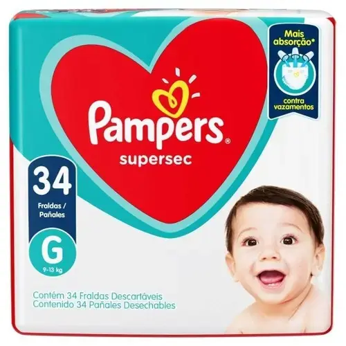 Fralda Pampers Supersec Mega G 34 Unidades