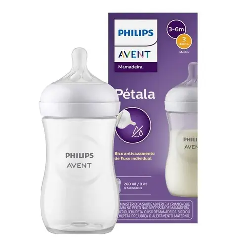 Mamadeira Philips Avent Pétala 3-6 Mêses 260ml 1 Unidade