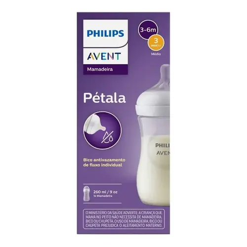 Mamadeira Philips Avent Pétala 3-6 Mêses 260ml 1 Unidade