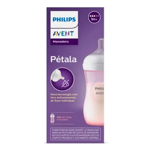 Mamadeira Philips Avent Pétala 1 Mêses+ Rosa 260ml 1 Unidade