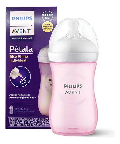 Mamadeira Philips Avent Pétala 1 Mêses+ Rosa 260ml 1 Unidade