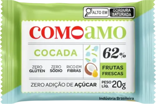 Snack de Cocada Como Amo - Zero Açúcar e Zero Glúten 20g