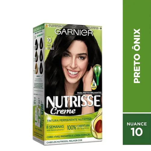 Tintura de Cabelo Ganier Nutrisse 10 Preto Ônix Preto 1 Unidade