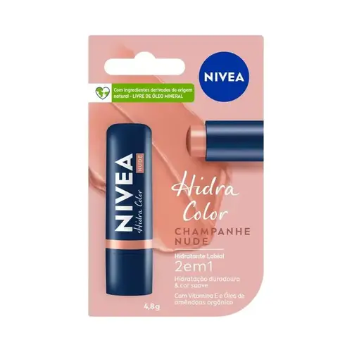 Hidratante Labial Nivea Hidra Color - 2 em 1 - Nude - 4,8g