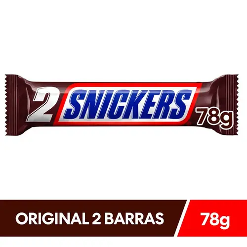 Chocolate Snickers Original Amendoim e Caramelo Barra Duo 78g