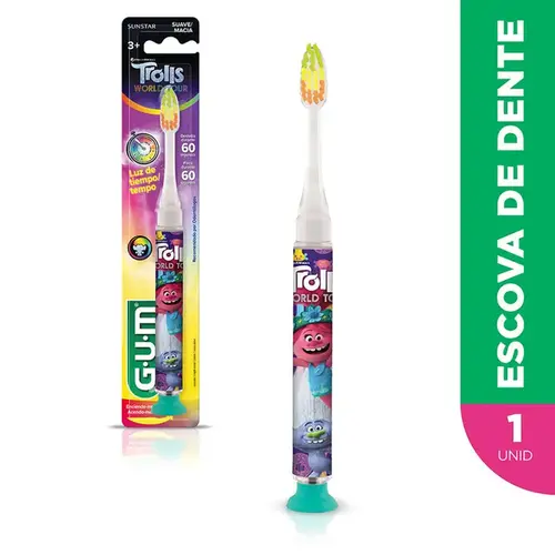 Escova Dental Infantil que Pisca GUM Trolls 1 Unidade