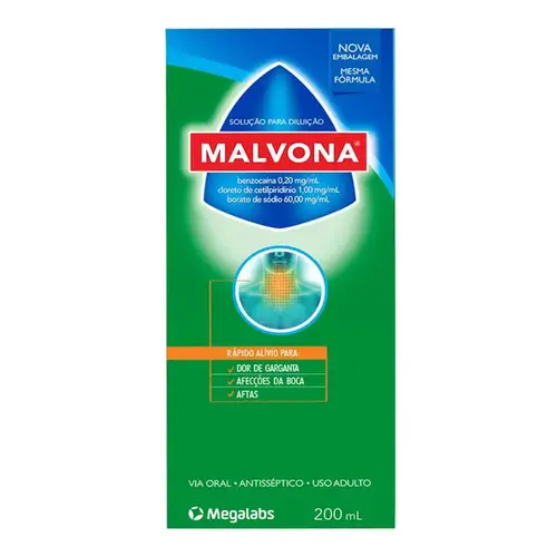 Malvona Solução Antisséptica Bucal para Aftas e Afecções Da Boca 200ml