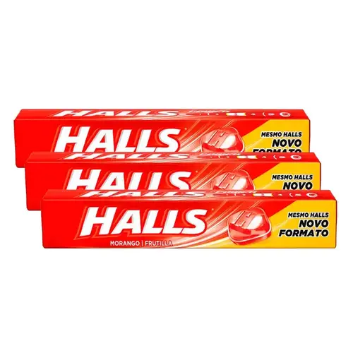 Bala Halls Sabor Morango - 3 Unidades