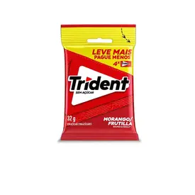 Chiclete Trident Sabor Duradouro Morango 32g - 4 Unidade