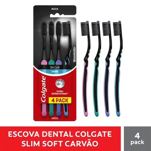 Escova de Dente Colgate Slim Soft Black 4 Unidades