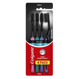 Escova de Dente Colgate Slim Soft Black 4 Unidades