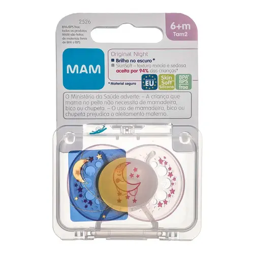 Chupeta MAM Original Night Rosa Nº2 +6 Meses - 1 Unidade