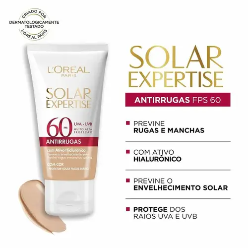 Protetor Solar Facial L'Oréal Paris Expertise Antirrugas FPS60 50g