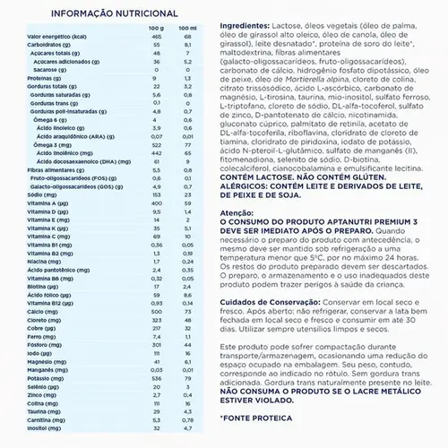 Fórmula Infantil Aptanutri Premium 3 800g