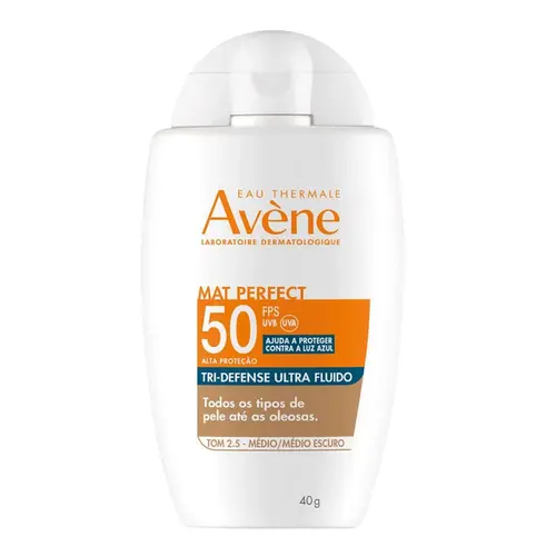 Protetor Solar Facial Avène Mat Perfect Tri-Defense FPS 50 Cor 2.5 Média 40g