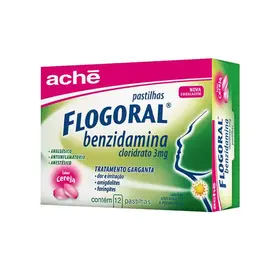 Pastilha Flogoral 3mg - Sabor Cereja - 12 Pastilhas