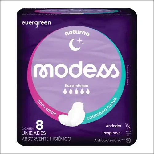 Absorvente Modess Noturno com Abas 8 Unidades