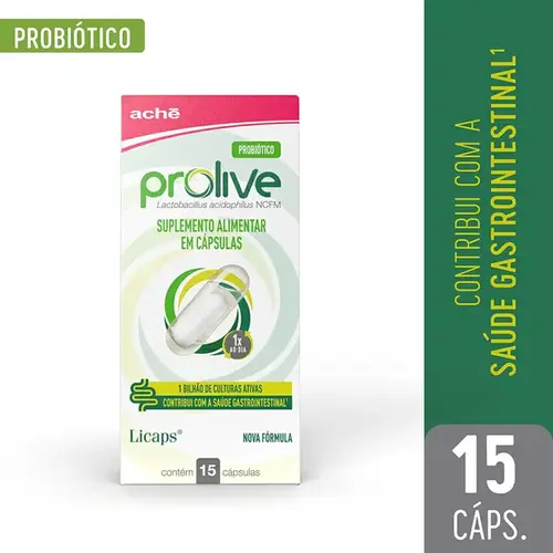 Suplemento Probiótico Prolive 15 Cápsulas