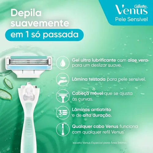 Carga de Aparelho para Depilar Gillette Venus Pele Sensível 2 Unidades