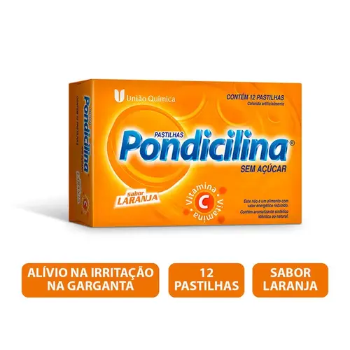 Pastilha Pondicilina - Sabor Laranja - 12 Pastilhas