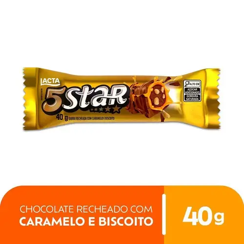 Chocolate Lacta 5 Star Caramelo e Wafer 40g