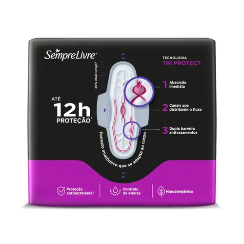 Absorvente Sempre Livre Conforto Noturno Cobertura Suave com Abas 32 Unidades