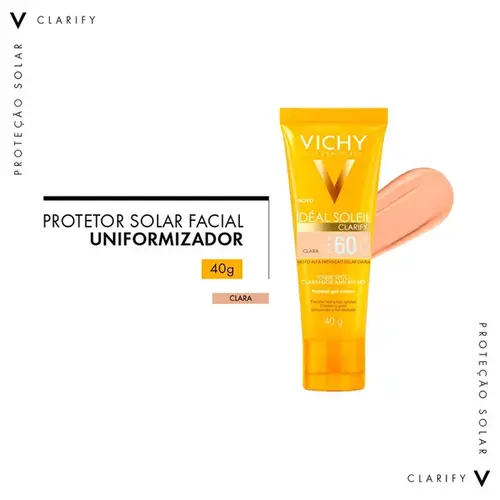 Protetor Solar Facial Vichy Idéal Soleil Clarify Cor Clara FPS60 40g