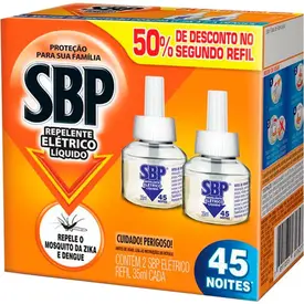 Repelente Elétrico Líquido SBP 45 Noites Aparelho + 2 Refil 35ml