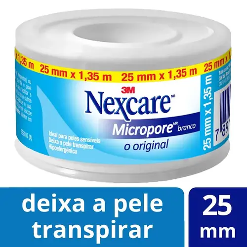 Fita Micropore Nexcare Original Branca 25mm x 1,35m - 1 Unidade