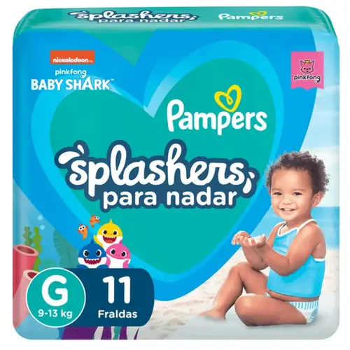 Fralda Pampers Splashers para Nadar Baby Shark M-G 11 Unidades