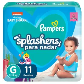 Fralda Pampers Splashers para Nadar Baby Shark M-G 11 Unidades