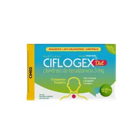 Pastilha Ciflogex 3mg - Sabor Menta e Limão Diet - 12 Pastilhas