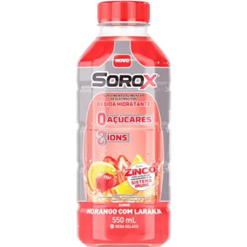 Sorox Bebida Hidratante Eletrólitos Morango com Laranja Zero Açúcar 550ml