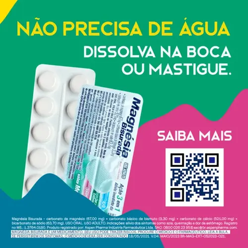 Magnésia Bisurada Sabor Menta 10 pastilhas