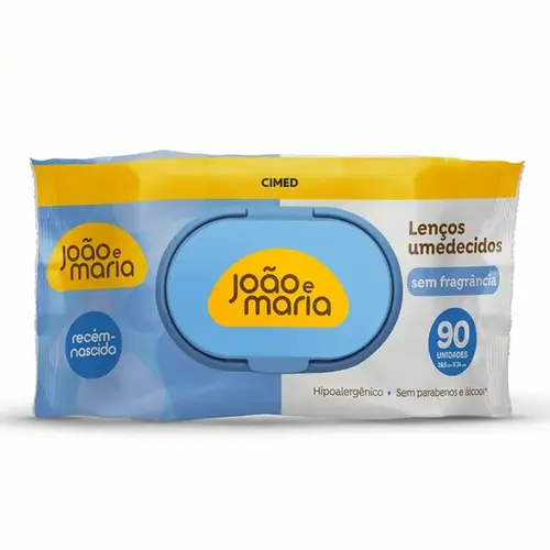 Lenço Umedecido João e Maria sem Fragrância 90 Unidades
