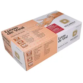 Luva de Vinil Descarpack Sem Pó - Tamanho M - 100 Unidades