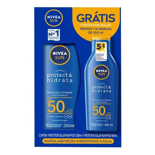 Kit Nivea Sun Protect & Hidrata Protetor Solar Corporal FPS 50 200ml + 100ml